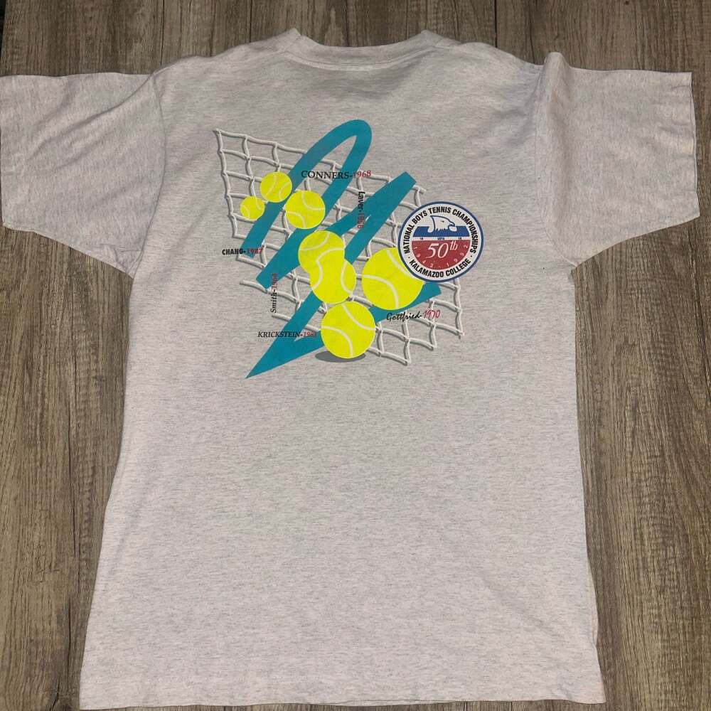 Vintage 90s National Boys Tennis Championships Kalamazoo College T-Shirt Sz L L9